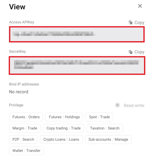 Bitget Access APIKey 与 SecretKey 保存位置