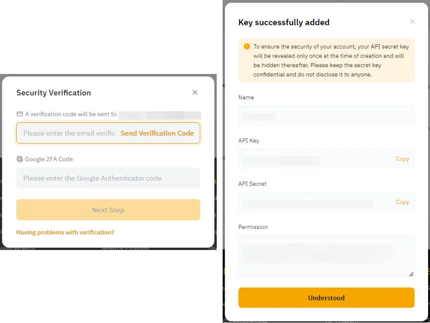 Bybit 安全验证与 Key successfully added